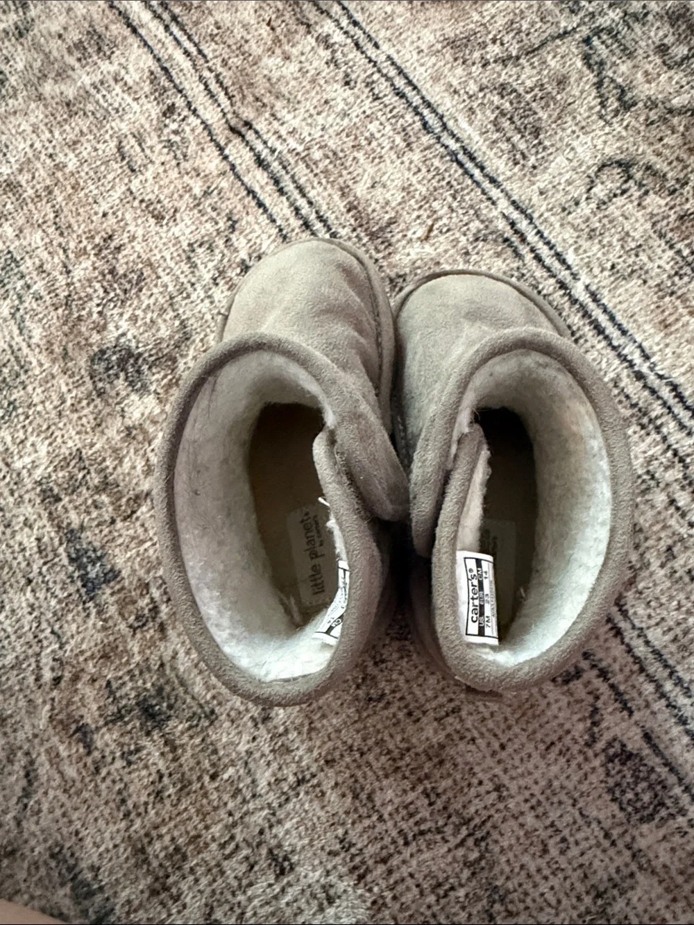 Little Planet Cozy Taupe Suede Shearling Lined Boots Size 7